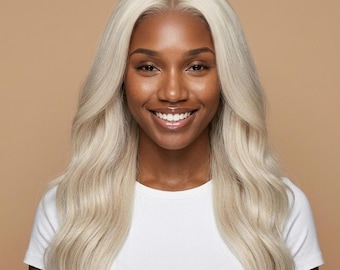 Peluca Ondulada Rubio Platino | Cabello Sintético Resistente al Calor para Mujer | Cosplay