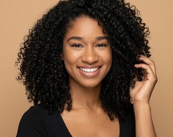 100 % äkta hår, afrolockigt hår | Limfri, naturlig svart textur