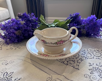 Vintage Simpsons Potters Ambassador Ware Creamer & Underplate | Pattern 1036 | 1950 Mid-Century English Ironstone