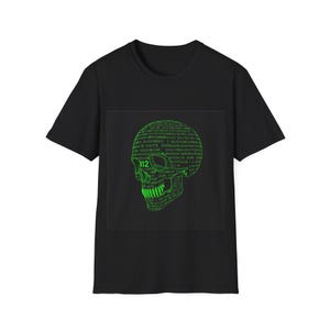 Camiseta Hacker Skull Code, Camiseta de Segurança Cibernética, Camiseta Matriz Binária, Presente para Especialistas em Segurança da Informação