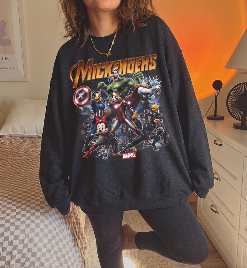 Vintage Mickengers Shirt, Retro Disney Marvel Avengers Graphic Tee, Mickey Iron Man T-Shirt, Donald Duck Thor Tee, Superhero Mashup Shirt image 5