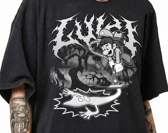Luigi Metal T-Shirt, Super Mario Graphic Tee, Luigi's Mansion Shirt, Retro Gaming Streetwear