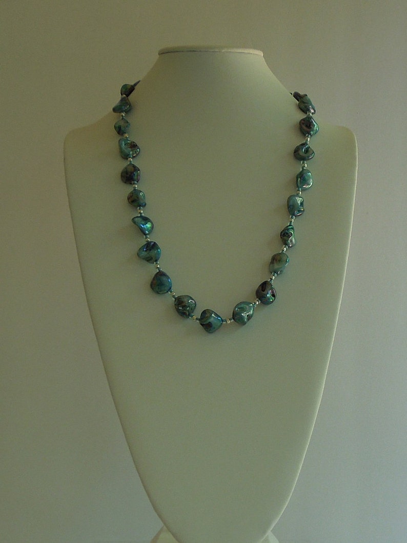 Long Beautiful Blue Shell Necklace
