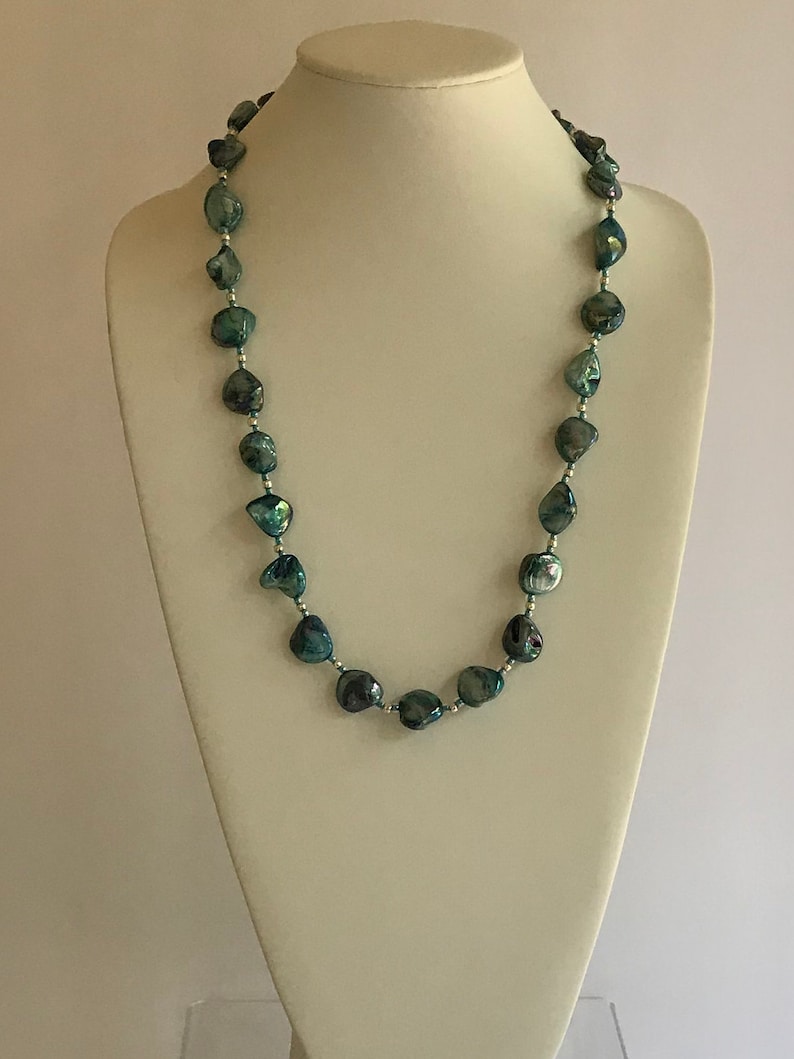 Long Beautiful Blue Shell Necklace