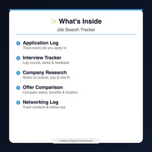 Strumento di monitoraggio della ricerca di lavoro / Registro delle candidature / Pianificatore di carriera / Monitoraggio dei colloqui di lavoro (download digitale) immagine 2