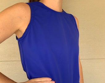 Sapphire Blue High Neck  Tieback Sleeveless Tank Top Pickleball Tennis Golf Sports Top