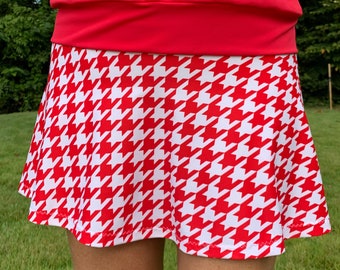 Golf Pickleball Tennis Skirt Skort Red White Houndstooth Print Tennis Skort Running Skirt