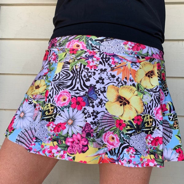 Pickleball Tennis Golf Running Skort Floral Butterfly New Style Back Ruffle Skort