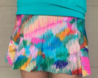 Pickleball Tennis Golf Running Skort Bright Multicolor New Style Back Ruffle Skort