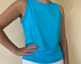 Turquoise Sports Top Tieback Sleeveless Tank Top Pickleball Tennis Golf