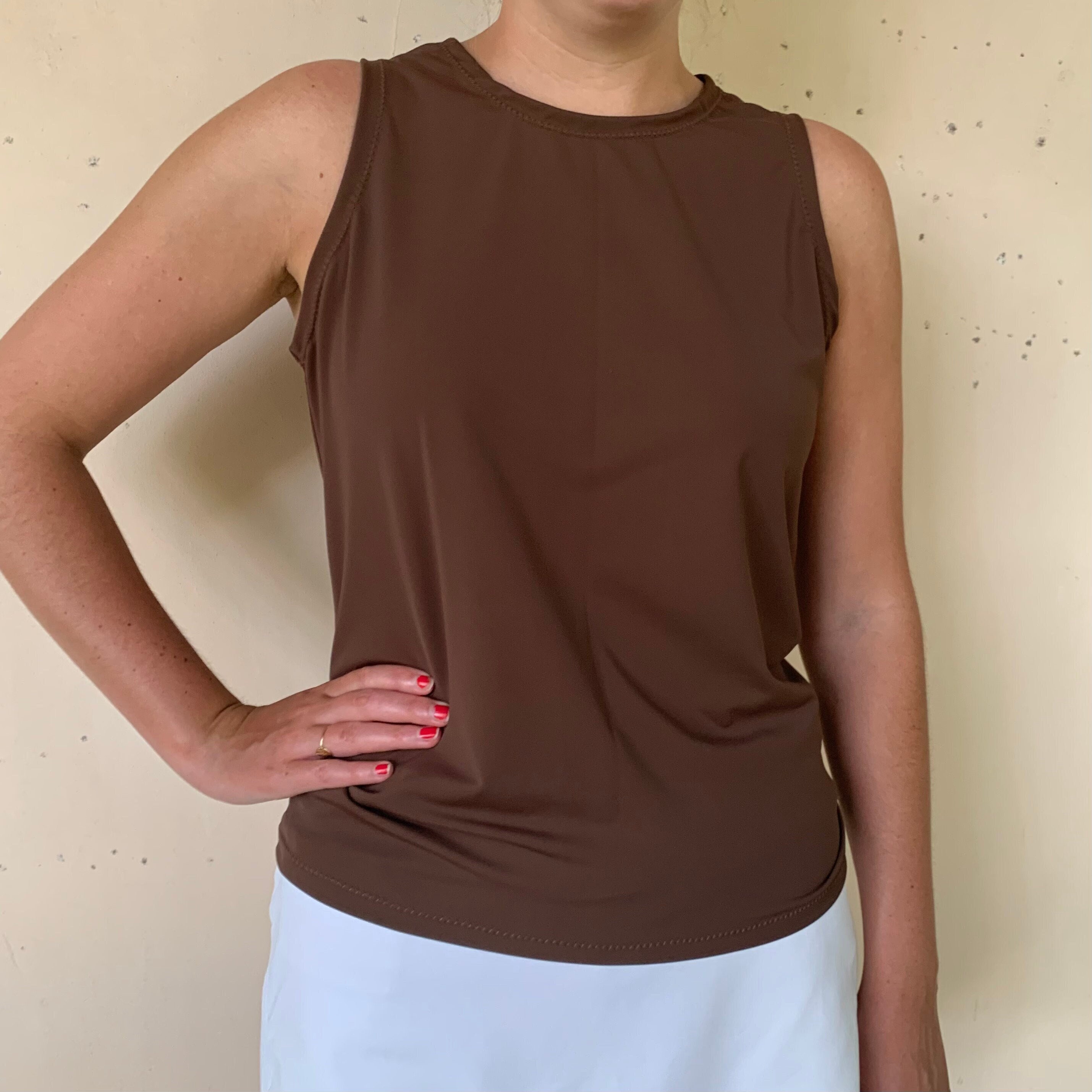 Brown sleeveless shirt Clearance