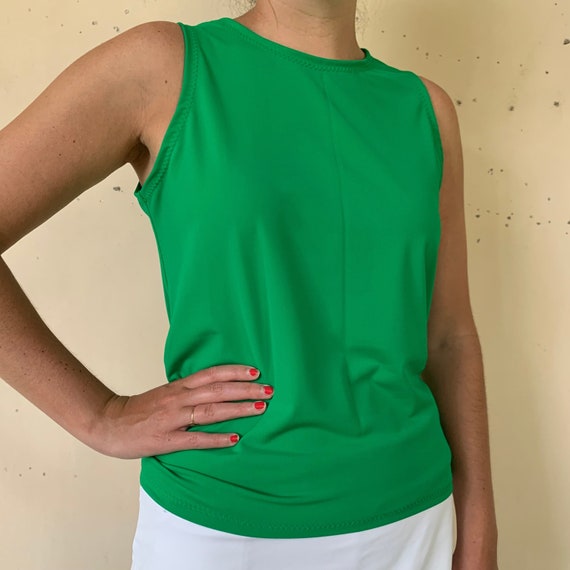 Kelly Green High Neck Tieback Sleeveless Tank Top Pickleball