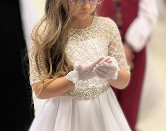 Elegant White Flower Girl Dress
