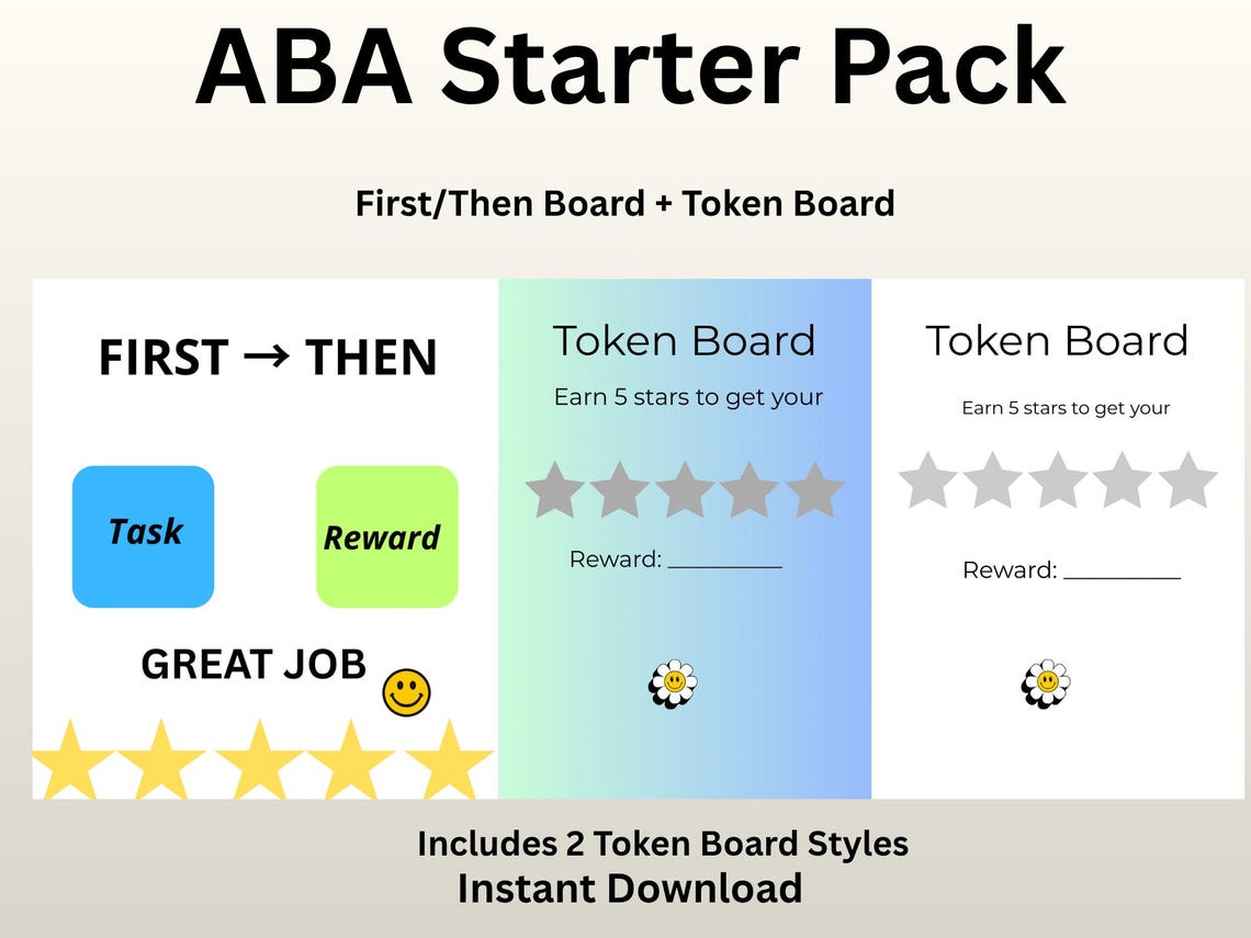 ABA Starter Pack Printable | First Then Board + Token Board | Visual ...