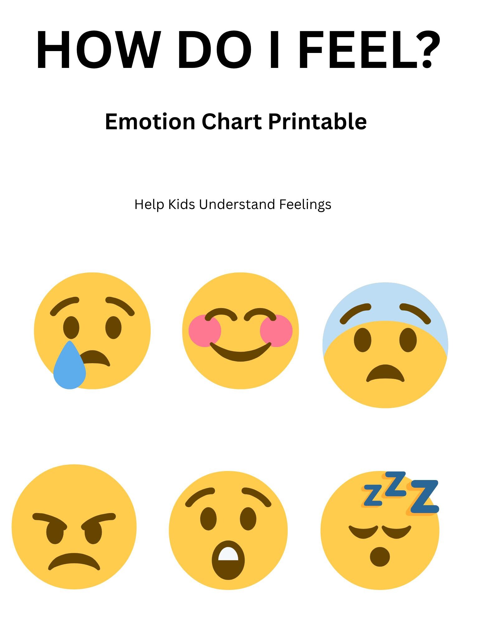 Emotion Chart Printable | Feelings Chart for Kids | ABA Visual Tool ...
