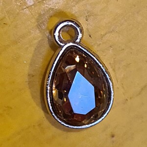 Champagne - Silver Waterdrop Charm Crystal Pendant Jewelry Findings