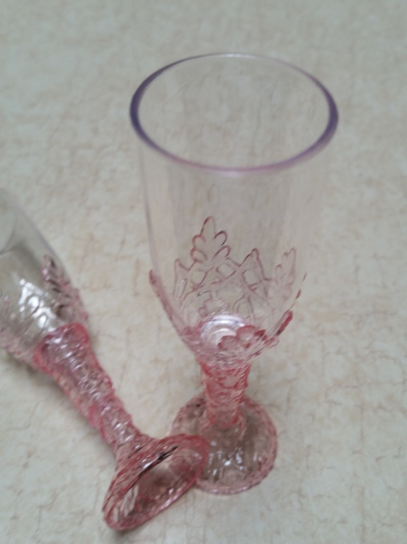Set of 2 TWO Pink Mini Plastic Wine Glasses 41/4 Tall Etsy