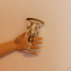 2 Gold Trimmed  11&quot; Doll sized Fancy Wine or Water Goblets - Acrylic 13/16&quot;