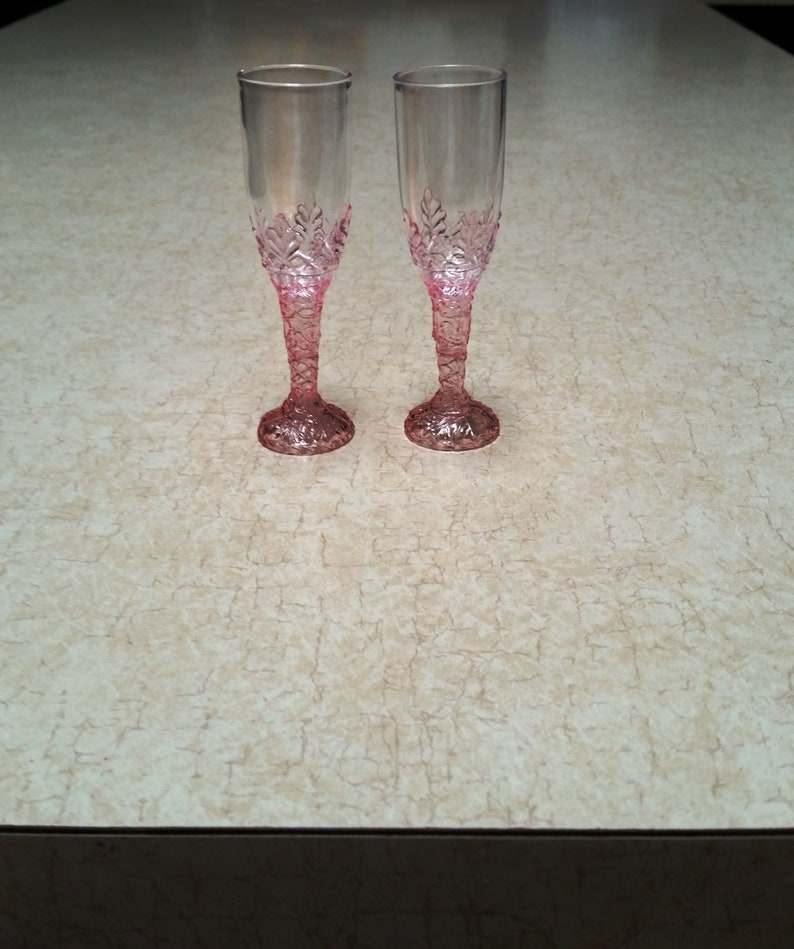 Set of 2 TWO Pink Mini Plastic Wine Glasses 41/4 Tall Etsy