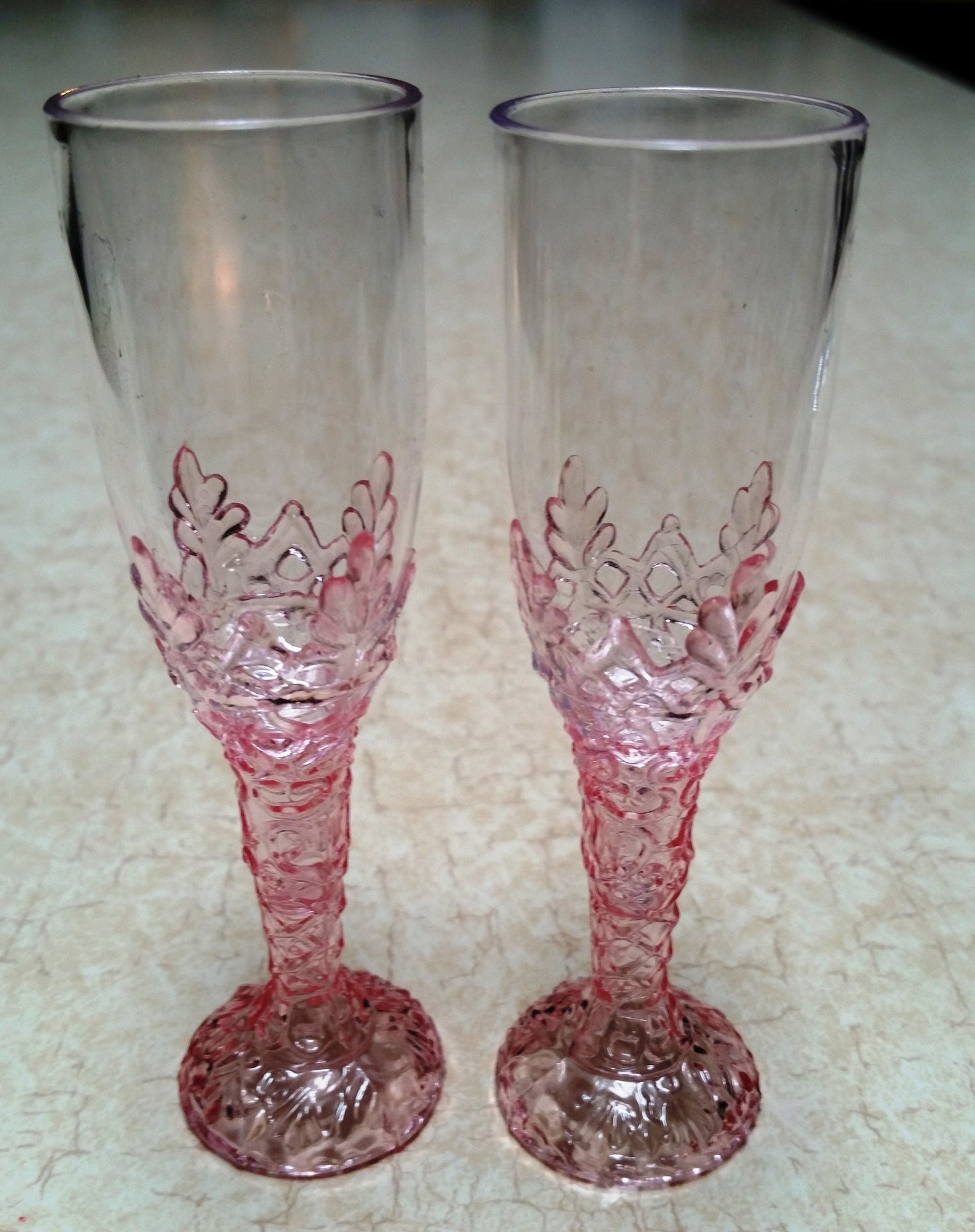 Set of 2 TWO Pink Mini Plastic Wine Glasses 41/4 Etsy