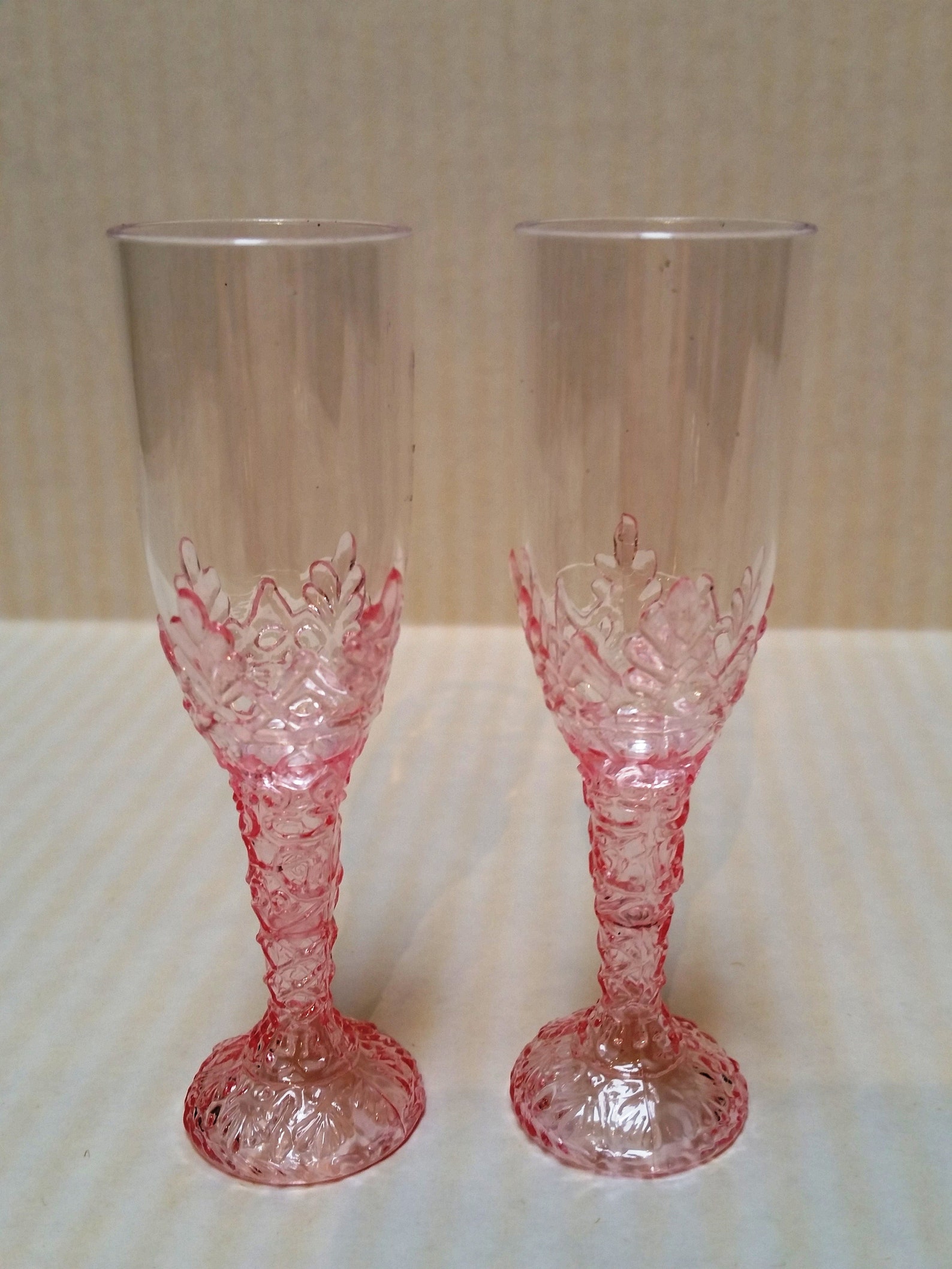 Set of 2 TWO Pink Mini Plastic Wine Glasses 41/4 Tall Etsy