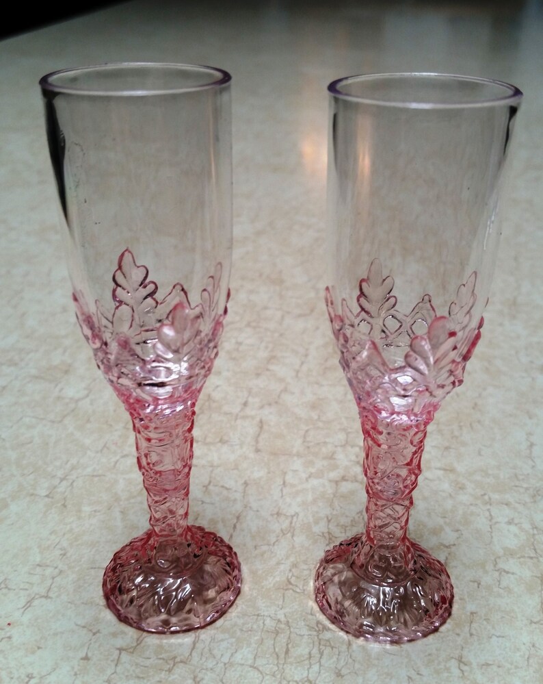 Set of 2 TWO Pink Mini Plastic Wine Glasses 41/4 Tall Etsy