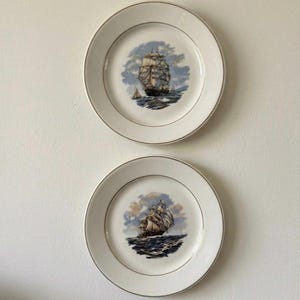 Vintage Clipper Ships Plates Set of 2 by John Maddock & Sons, Made in England