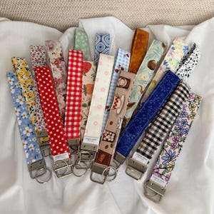 Handmade Fabric Keychain Wristlets | 7” Wrist Strap Key Fob | Floral, Gingham & Cottagecore Prints