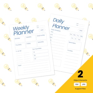 Daily and Weekly Planner PDF JPG | Creative Digital Download | Print Artwork