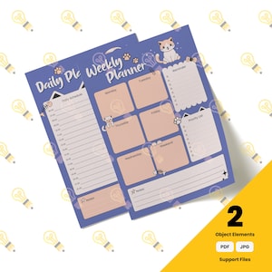 Daily and Weekly Planner PDF JPG | Creative Digital Download | Print Artwork