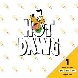 Pluto Hot Dawg SVG PNG JPG | Cute Character Design for T-Shirts, Mugs & Party Crafts | Digital Download