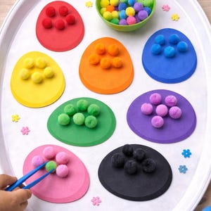 Easter Egg Color Sorting Printable | Fine Motor Activity with Tweezers | Preschool Learning Game | Toddler Matching Activity