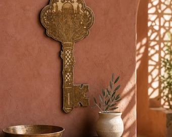 Décoration murale en bois Clé du Retour | مفتاح العودة | Symbole palestinien | Dôme du Rocher | Décoration intérieure palestinienne | Bouleau gravé au laser