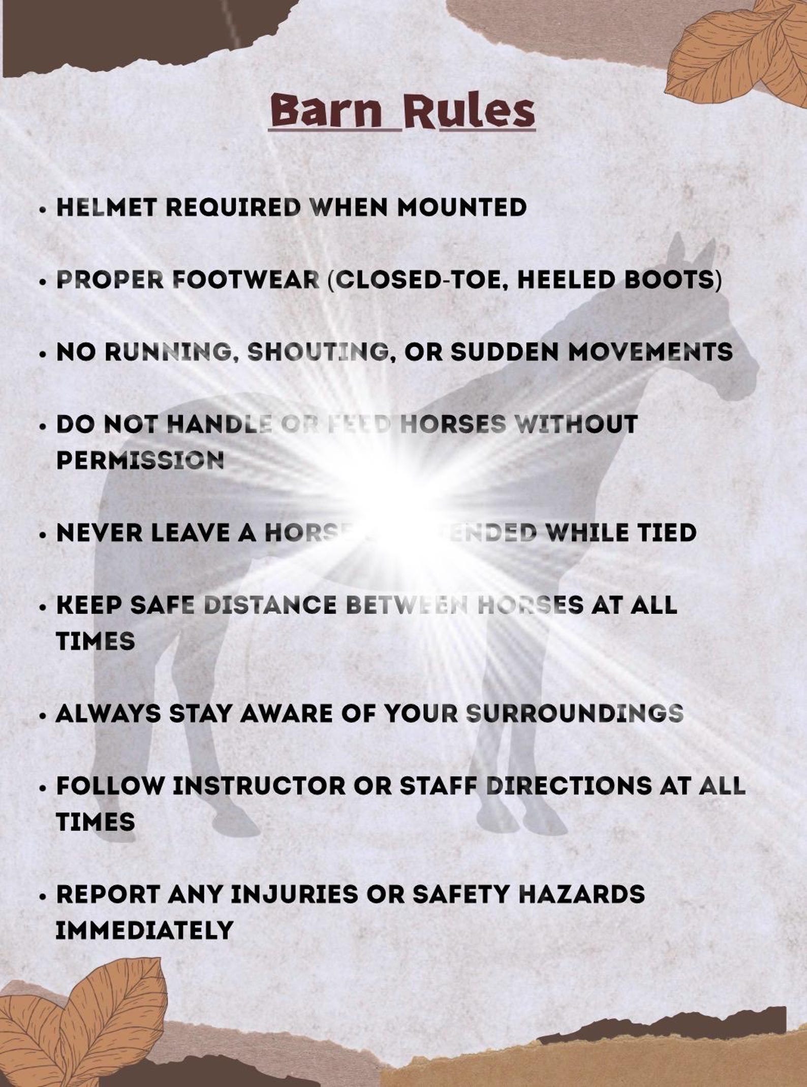 Barn Rules Printable Banner - Etsy