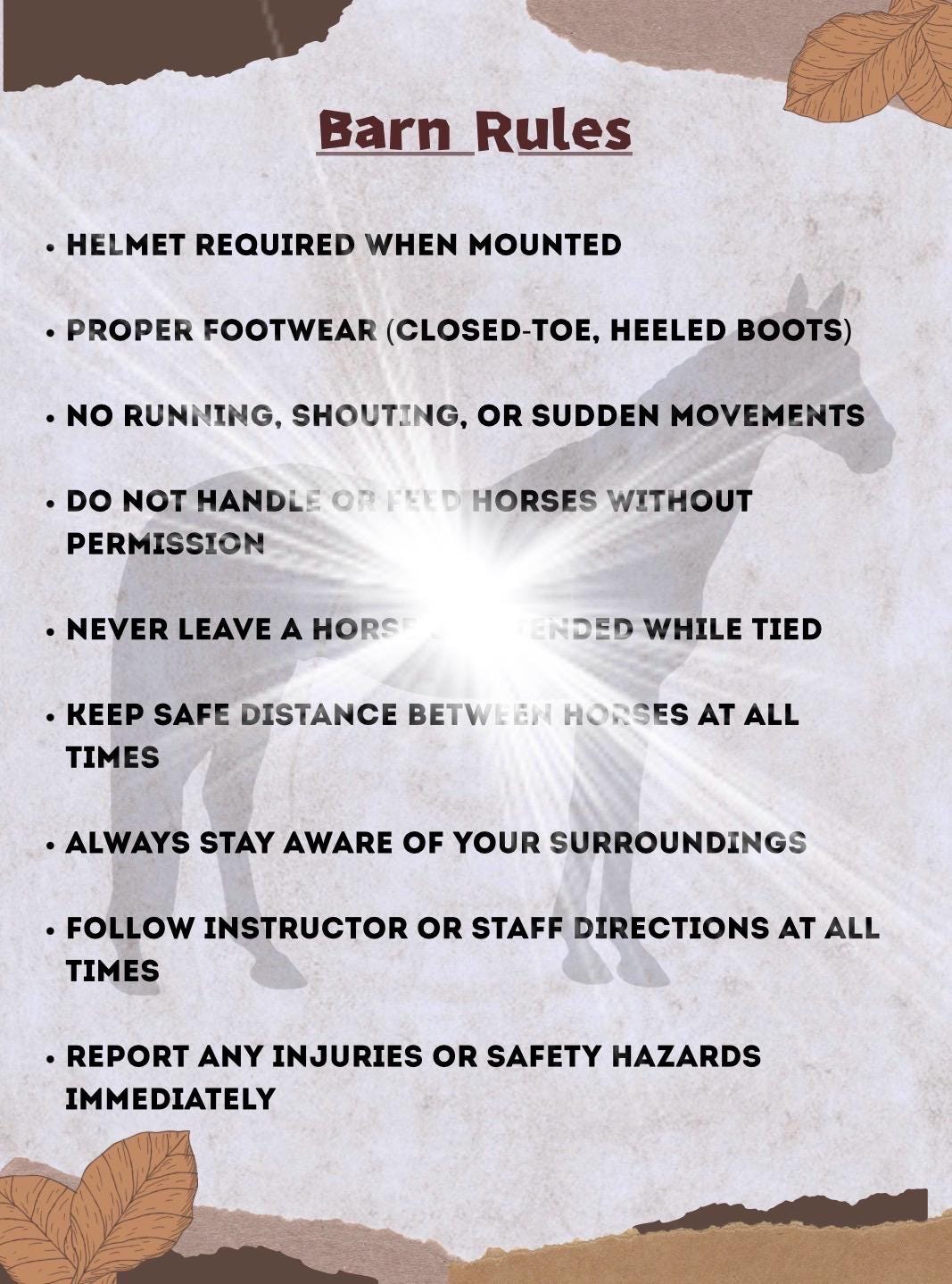Barn Rules.pdf Barn Rules Printable Banner - Etsy