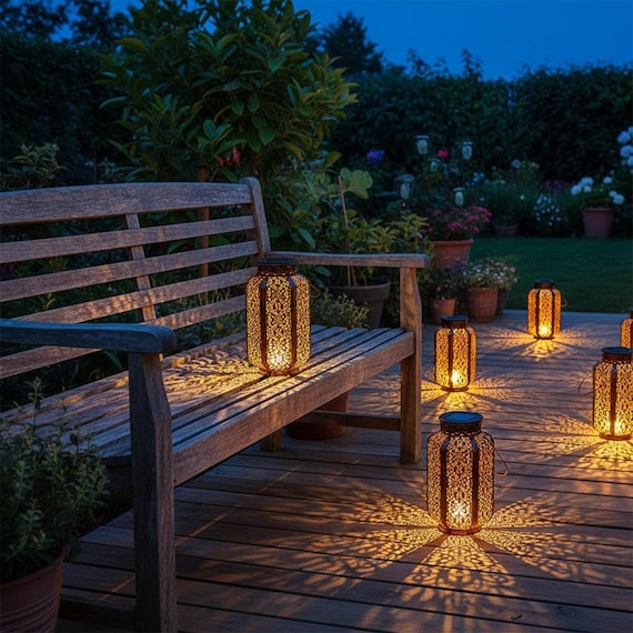 Vintage Solar Laterne Outdoor Hängelicht, LED Garten Terrasse Laterne Warmes Leuchten