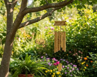 Bambu vindspel utomhus hängande klockdekor avkopplande trädgård balkong