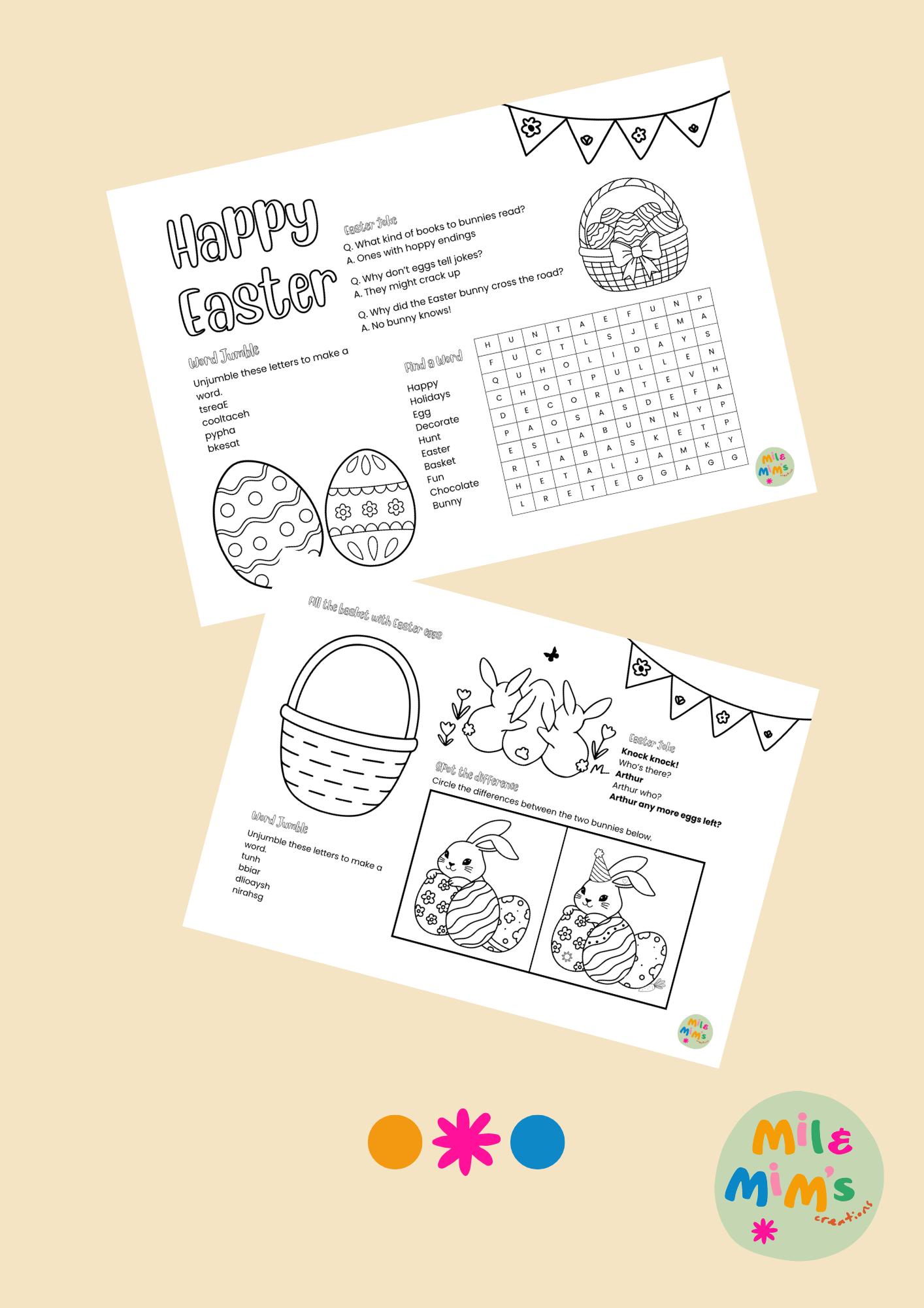 Printable Easter Activity Sheet - Etsy