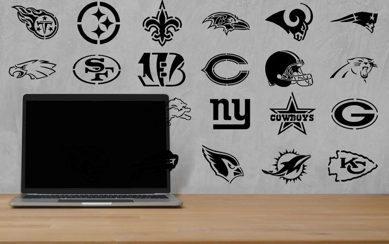 32 Football Teams Stencil, Size Options, 32-Pack Sports Teams for Painting, Sports Crafts, Football Art & Decor, Airbrush, Spray Paint image 2