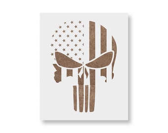 American Flag Punisher Skull Stencil – American Punisher Skull Template – Skull Template Stencil for Painting, Draw, Airbrush, Spray Paint