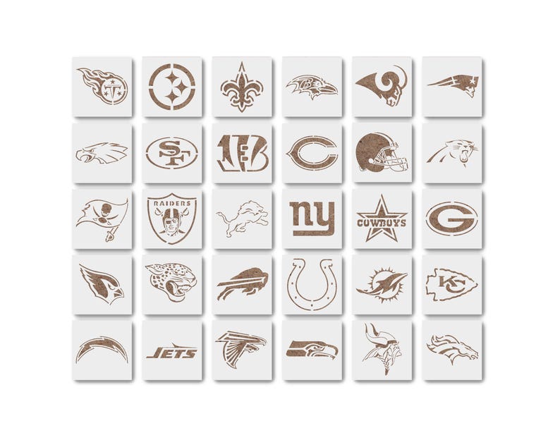 32 Football Teams Stencil, Size Options, 32-Pack Sports Teams for Painting, Sports Crafts, Football Art & Decor, Airbrush, Spray Paint image 6