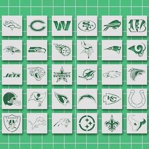 32 Football Teams Stencil, Size Options, 32-Pack Sports Teams for Painting, Sports Crafts, Football Art & Decor, Airbrush, Spray Paint image 1