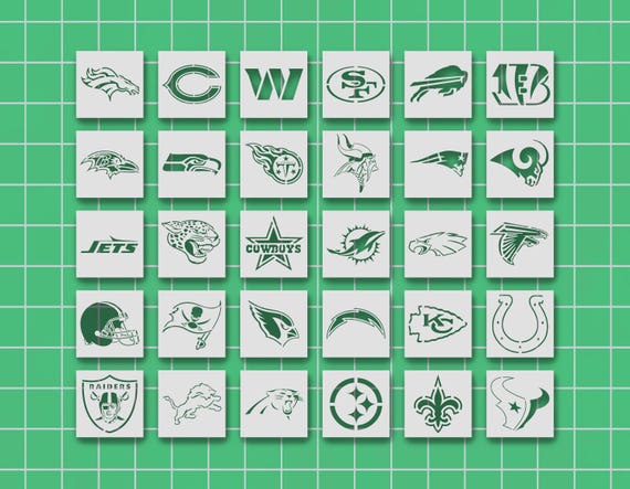 32 Football Teams Stencil, Size Options, 32-Pack Sports Teams for Painting, Sports Crafts, Football Art & Decor, Airbrush, Spray Paint