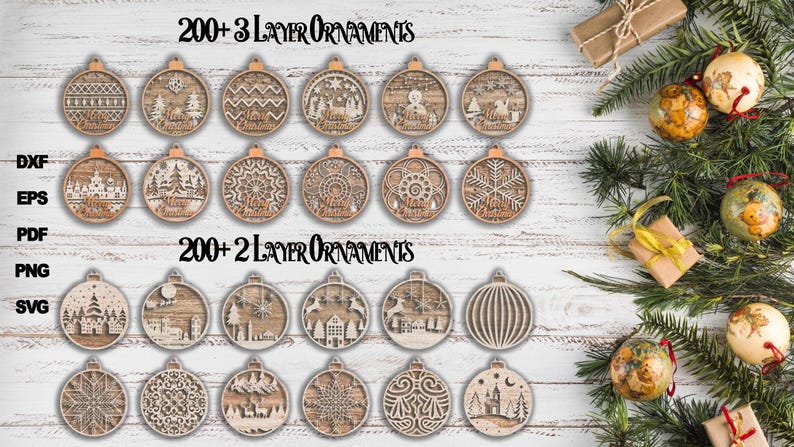 1000+ Christmas Ornament Svg Bundle - 3-layer Laser Cut Files ...