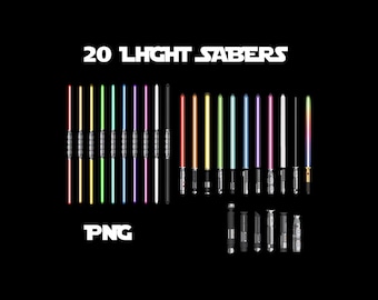 Starwars 20 lightsaber digital download pngs – jedi saber & vader saber inspired lightsaber png pack – instant download