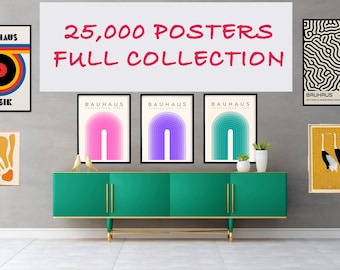 25.000 posters kunstbundel, galerie muurkunst, vintage prints, Bauhaus, filmposters, trendy woondecoratie, digitaal downloadpakket, printables