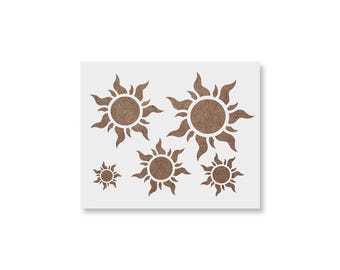 Tangled sun stencil – sunburst stencil for painting, crafts, walls, wood signs & diy décor – reusable mylar template (6”, 5”, 4”, 3”, 2”)
