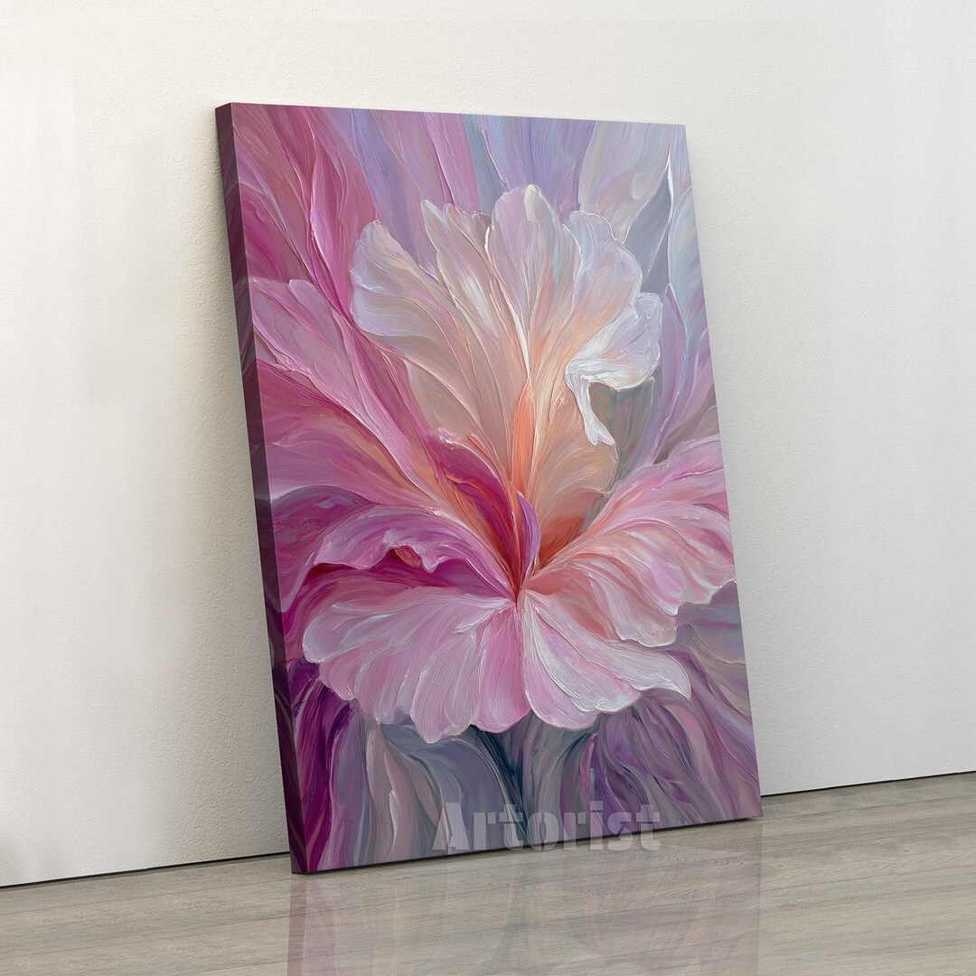 Soft Pink Abstract Flower Canvas Wall Art Modern Print - Etsy