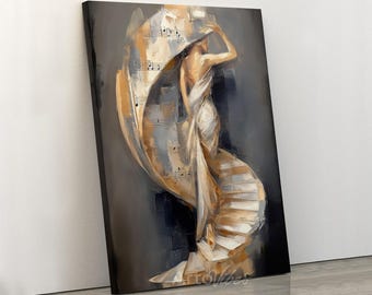 Elegant Musical Woman Abstract Piano Staircase Wall Art
