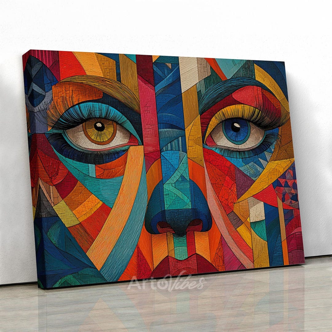 Colorful Geometric Face Canvas Print Modern Wall Art Decor - Etsy Canada